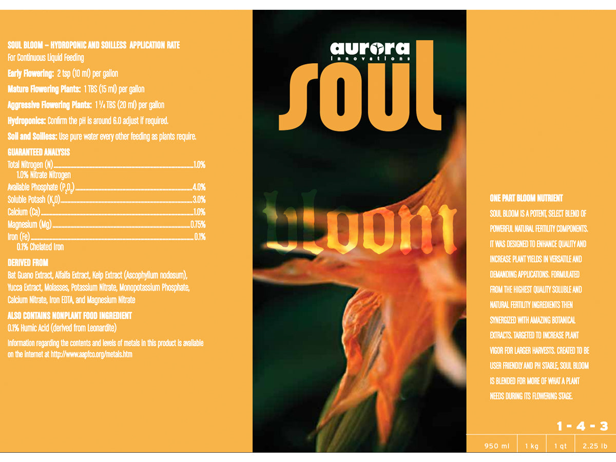 Roots Organics - Soul - Bloom - Aurora Innovation México Shop Organico Grow